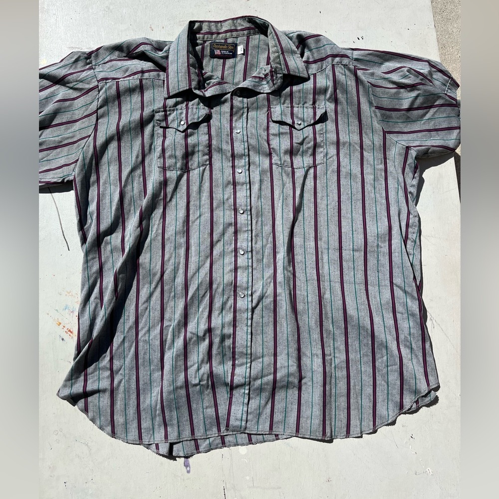 Men's Panhandle Slim Shirt Multicolor Striped 20 Cowboy USA Western Ranch Cowboy